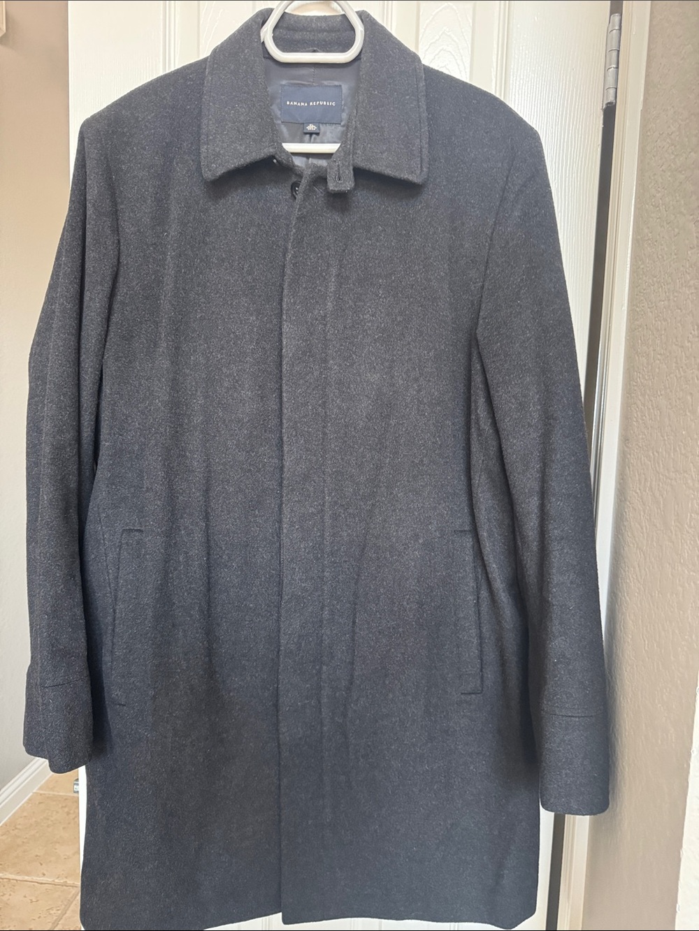 Banana Republic Men's Dark Gray Wool-Blend Pea Coat. Size XL
